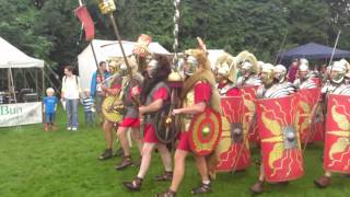 Roman Reenactment at the Amphitheatre in Caerleon Marching In [upl. by Rexer667]