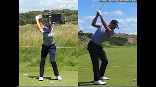 Justin Thomas golf swing  Long Iron faceon amp downtheline July 2017 [upl. by Siegel662]