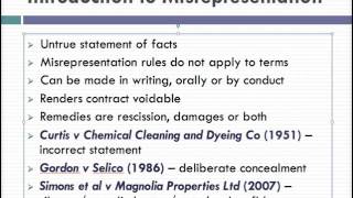 Misrepresentation Lecture 1 of 4 [upl. by Dieball]